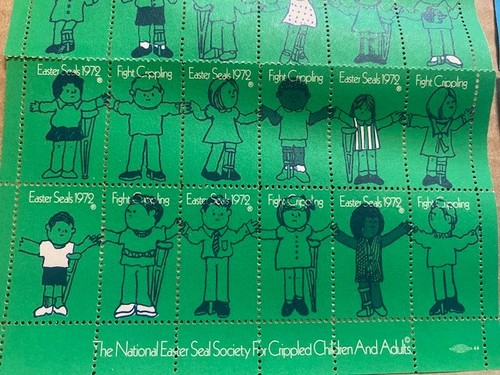 60 Stamp Sheets 1972 1973 NATIONAL EASTER SEAL SOCIETY FOR CRIPPLED NO RESERVE - Picture 2 of 3