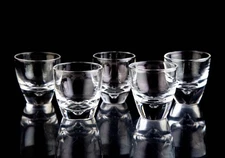 Steuben Dimple #7940 Old Fashioned Cocktail Tumbler Glasses Set 5 Signed 1940's