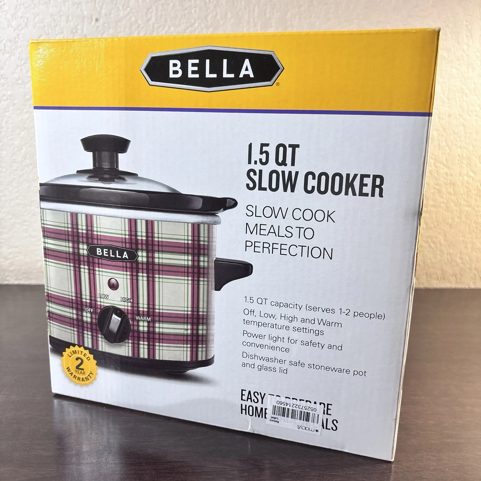 BELLA Slow Cooker Crock Pot, NEW! 1.5qt Rare Plaid Design Theme SEALED!