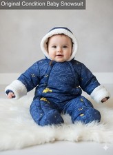 Mini Club Blue Baby Snowsuit with Soft White Fleece Lining