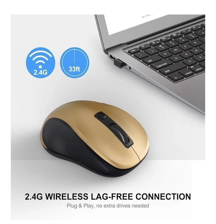 WISFOX Blue 2.4Ghz Wireless Mouse For PC Laptop Scroll Cordless Optical Mice    - Image 2 of 4