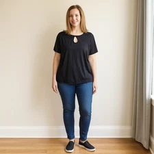 Old Navy Active T Shirt Breathe On Women Gray Heather XXL BACK Peephole Athlete