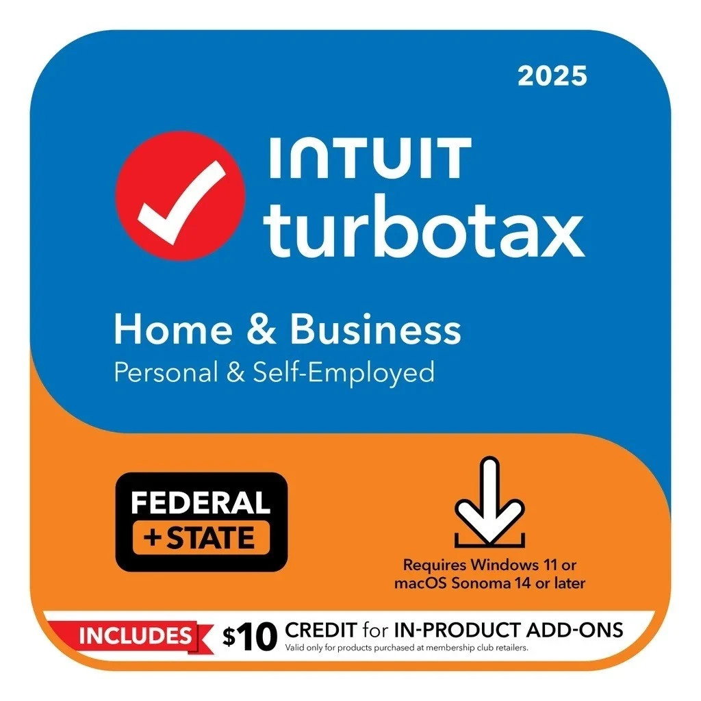 TurboTax Home & Bus 2025 Tax Software Fed & State Tax Win & Mac CODE $10 In-Cred