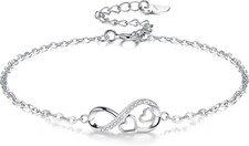 Bracelets for Women Sterling Silver Infinity Heart Infinite Dual Hearts