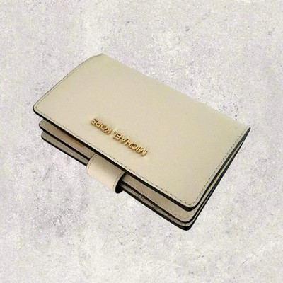 Michael Kors MK Geldbörse Portemonnaie Geldbeutel Jet Set Travel Creme Leder NEU