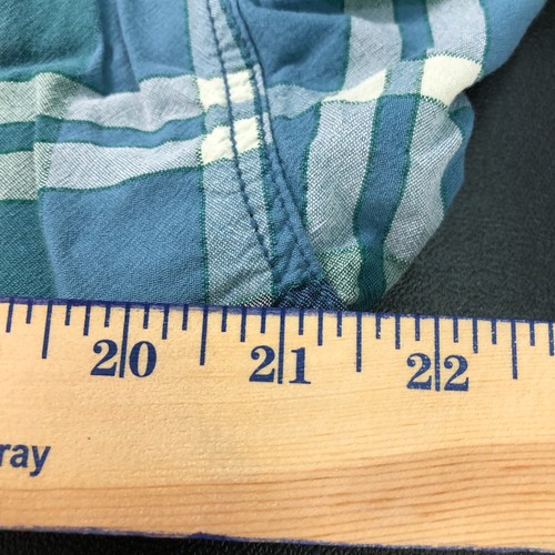 Free People Shirt Women Extra Small XS Blue Green Plaid Button Fringe Outdoor - Picture 14 of 15