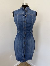 Guess MARISSA Denim Button Up Blue Midi Dress Size M