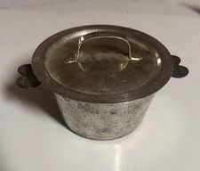 Set of 3 VTG French tin Charlotte Molds with heart-shaped handles and lids