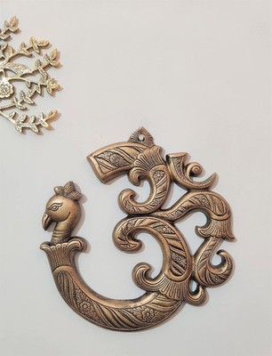 Metall Pfau Om Symbol Wandbehang Prunkstück Statue Figur