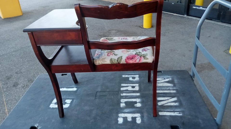 Vintage Gossip Bench Wooden Chair Desk Storage Shelf Telephone Table | eBay