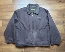 VTG Timberland Weathergear Chore Trucker Jacket Coat Lined Canvas Leather XL