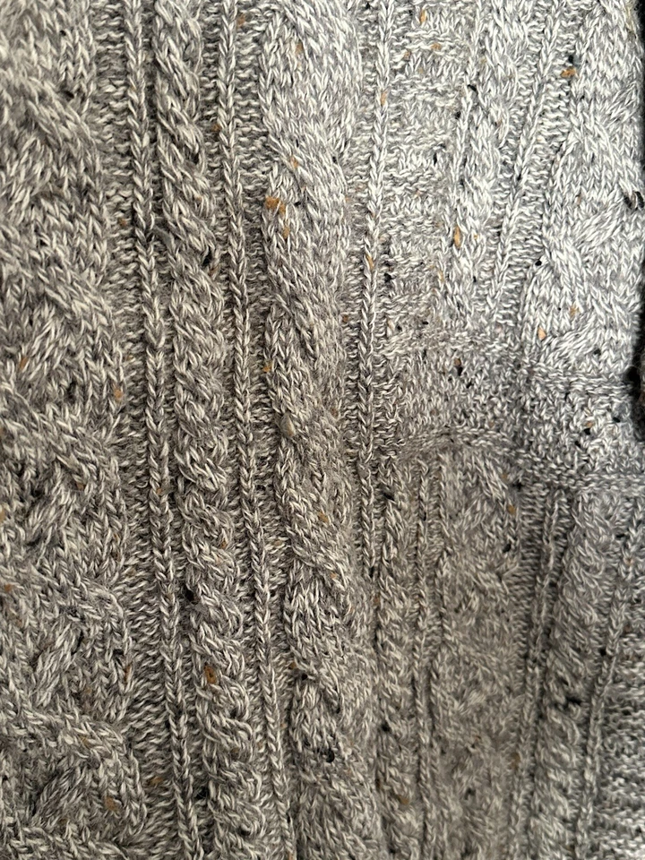 Bonner Of Ireland Sweater Pure New Wool Fisherman Cable Knit Chunky Gray XL - Image 4 of 4