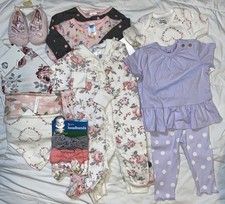 NWT/NWOT-Baby Girl  s Gerber Clothing 13pc Lot, Size 3/6M, Bibs, Sleepers, Shoes