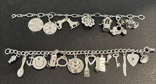 Two 7 Vintage Silver Tone Charm Bracelets Cor...