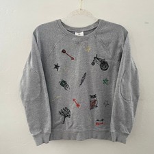 Hanna Andersson Kids Embroidered Sweatshirt Pullover Cotton Nature Size 150/12