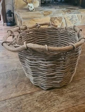 Primitive Twisted Root Vine Woven Basket Handmade Rustic Farmhouse Antique Vtg