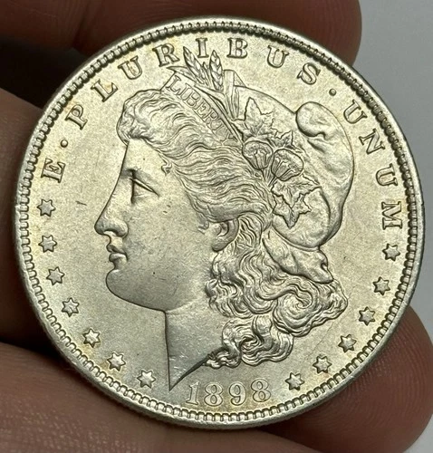 AU++ 1898-O Morgan Silver Dollar (original surfaces) U.S. $1 Coin Almost UNC