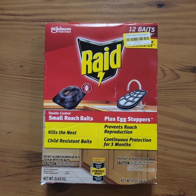 Raid Double Control 12 Small Roach Baits + 3 Egg Stoppers Kills & Sterilizes (8)