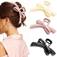 3PCS Bow Hair Clips for Women, Cute Bow Claw Clip, Non-Slip Large Hair Claw Clip