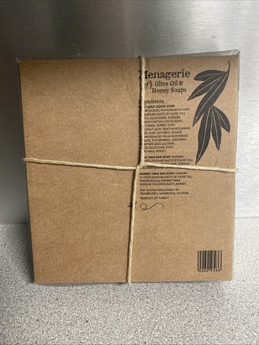 New Sealed Trader Joe's Menagerie Olive Oil Honey Soap & Goat Milk Set In Box - Picture 2 of 3