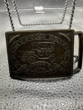 Vintage Henry Ford Detroit Automobiles Record Year Model T Brass Belt Buckle