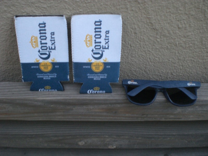 Corona Beer Koozies (2) + Corona sunglasses Breweriana two coozies