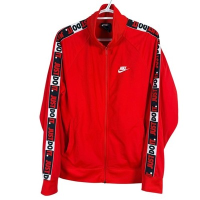 Nike Track Jacket ''Just Do It'' Mens M Red Taped Sleeve Full Zip Sportswear
