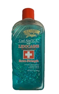(1) Hawaiian Tropic Cool Aloe ICE Burn Relief Gel 12 oz Extra Strength Full ViEW