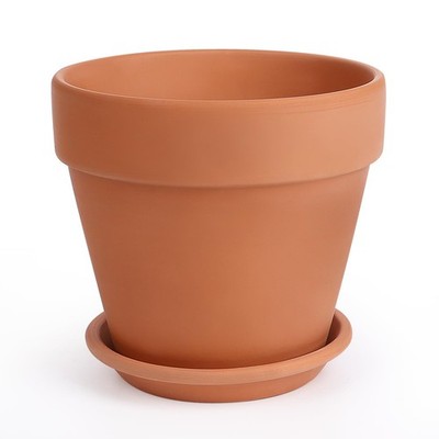 12 Inch Terracotta Pot with Saucer - Ceramic Clay Pot for Plants with Drainag...
