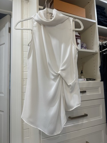 Zara Basics Collection Blouse Cream Asymmetric Knot