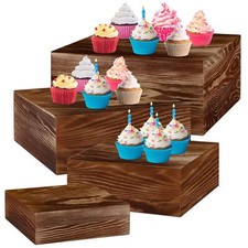 Set of 4 Wood Display Risers Rustic Cupcake Stand Rustic Wood Cake Stands