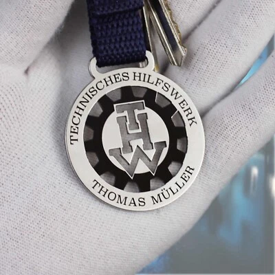 STEELMONKS THW Technisches Hilfswerk Schlüsselanhänger mit Gravur - Geschenk mit Text
