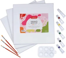 Incraftables Canvas and Paint Set for Adults. Acrylic Painting Kit Multicolor 