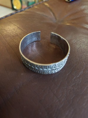Bracelet Jonc En Argent Massif 83 G - Style Ethnique Vintage XIXe Siècle - Occasion