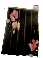 new black Fabric SHOWER CURTAIN Big BOLD floral Flowers Pink Gold eyecatching