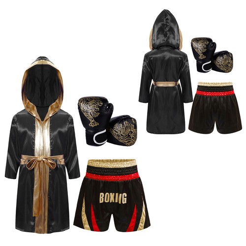 Kids Boys Set Training Outfit Costume Suit Martial Arts Masquerade Muay Thai - Picture 47 of 66