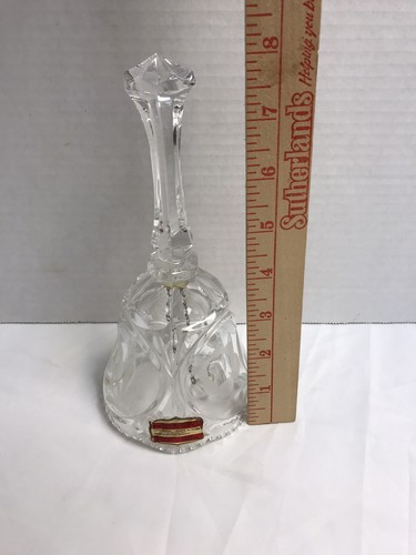 Campana de cristal de plomo alemana de colección cortada a mano a transparente grabado floral - Imagen 2 de 10