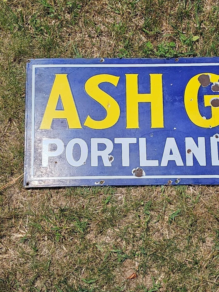 Ash Grove Portland Cement Porcelain Sign Original Advertising 40" x 14