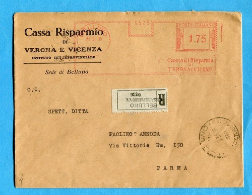 AM ROSSE -1935 BELLUNO - CASSA DI RISPARMIO DI VERONA E VICENZA…£.1,75 (501182) - 第 1/2 張圖片