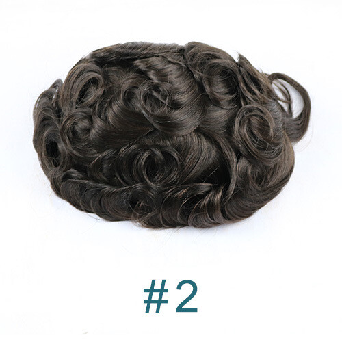 24mm Curly Men Toupee Durable 100% Human Hair Male Wigs Australian Lace &Pu - Picture 7 of 7