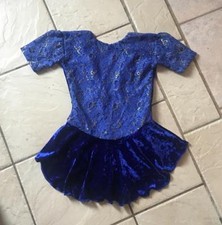 NEW Girls ROYAL BLUE VELVET Lace BALLET Competition FIGURE ICE SKATING Dress
