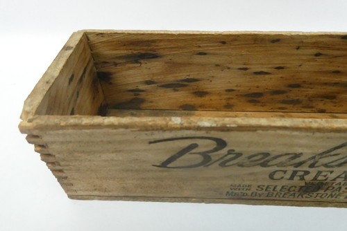 Vintage Used Wood Fingerjoint Construction Breakstone’s Cream Crest Cheese Box - Picture 7 of 10