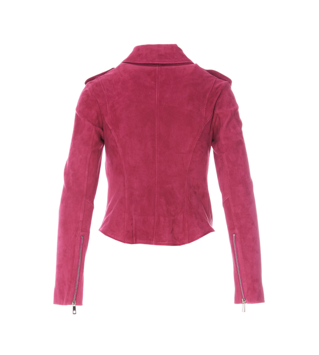 Women's Pink Suede Leather Jacket Biker Moto Outerwear