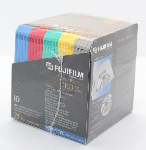 FUJIFILM 3.5" IBM Formatted Floppy Disks 1.44 MB 2HD 25-Pack Box Color Disks - Afbeelding 3 van 4