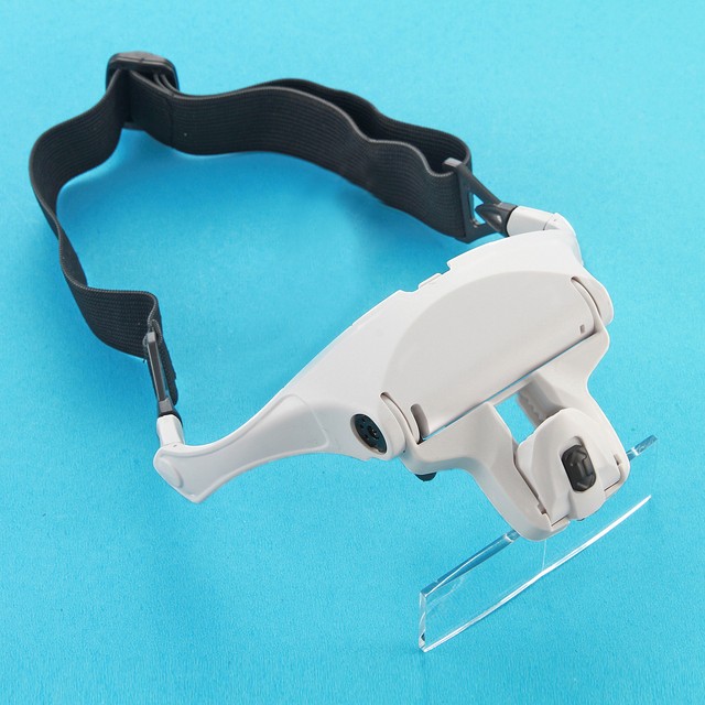 Hands Eyeglasses Bracket Headband Interchangeable Magnifier With 2 LED