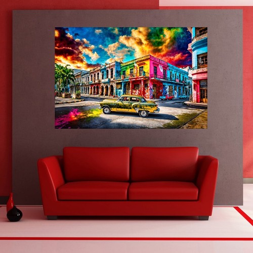 LEINWAND BILDER XXL ABSTRAKT KUBA HAVANNA BUNT GRAFFITI AUTO WAND POSTER P304 - Bild 6 von 6