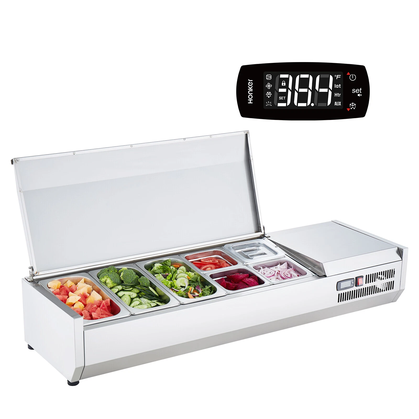 Countertop Refrigerated Prep Station,140W,Stainless Guard