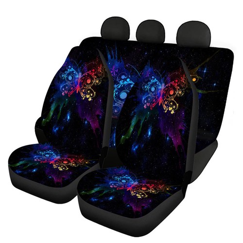 Dragonfly Butterfly Printing Universal Front Rear Car Seat Cover Auto 4 Pack Set - Picture 8 of 17