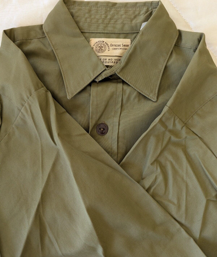1970's Vintage NOS Men's Boy Scout Uniform Shirt 15 1/2 x 32" Long Sleeve Cotton - Picture 3 of 4