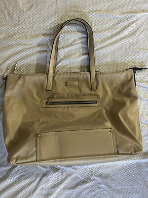Madden Girl Beige Nylon Weekender Travel Large Tote Bag Good Condition 